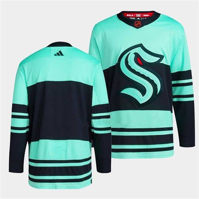 Mens Seattle Kraken Blank Ice Blue 2022-23 Reverse Retro Stitched Jersey Dzhi